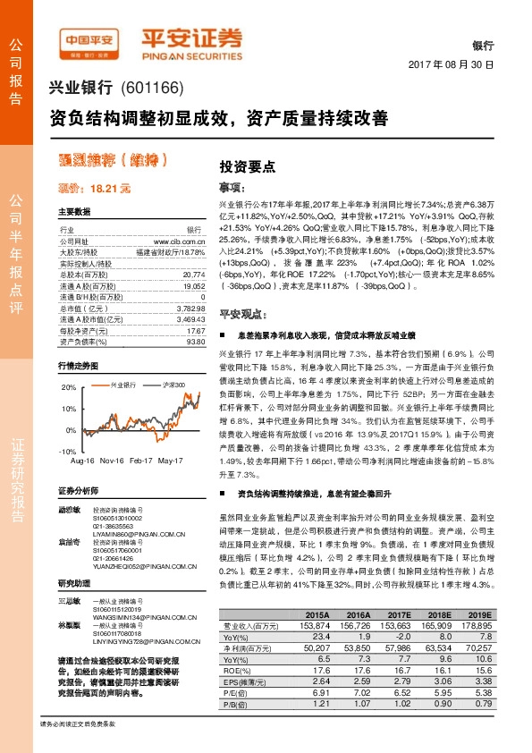 资负结构调整初显成效，资产质量持续改善