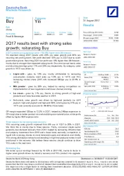 2Q17 results beat with strong sales growth; reiterating Buy