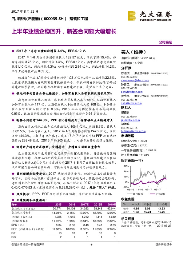 上半年业绩企稳回升，新签合同额大幅增长