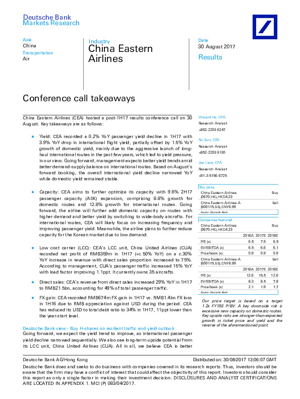 Conference call takeaways