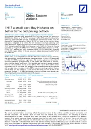 1H17 a small beat; Buy H shares on better traffic and pricing outlook