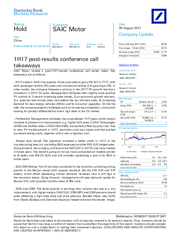 1H17 post-results conference call takeaways