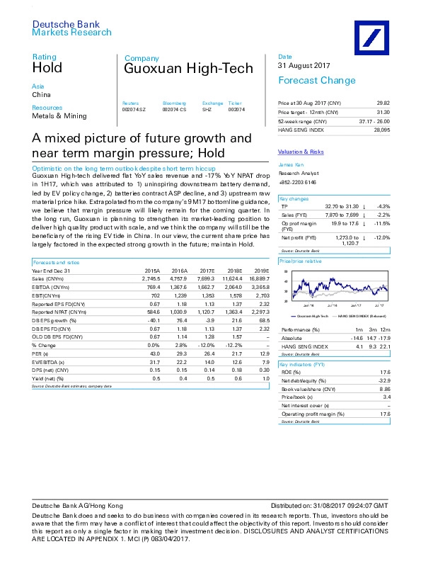 A mixed picture of future growth and near term margin pressure; Hold