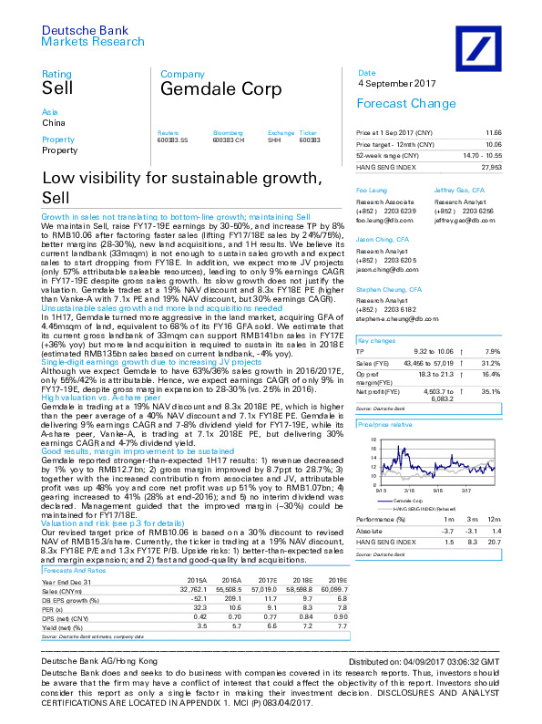 Low visibility for sustainable growth,Sell