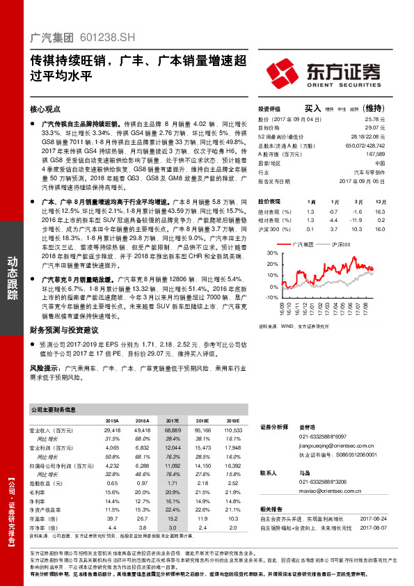 传祺持续旺销，广丰、广本销量增速超过平均水平