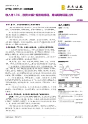 收入增13%，存货大幅计提影响净利、期待明年轻装上阵