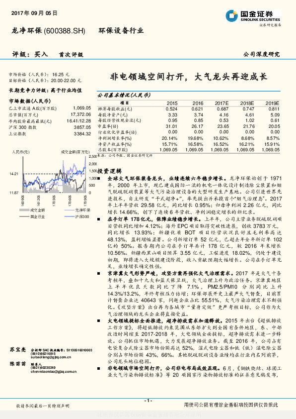 非电领域空间打开，大气龙头再迎成长