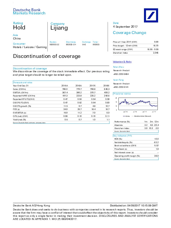 Discontinuation of coverage