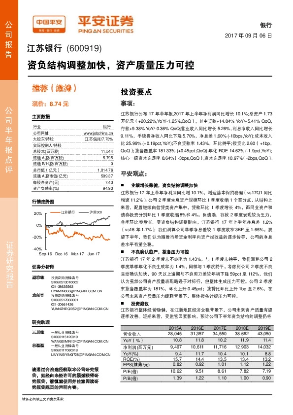 资负结构调整加快，资产质量压力可控