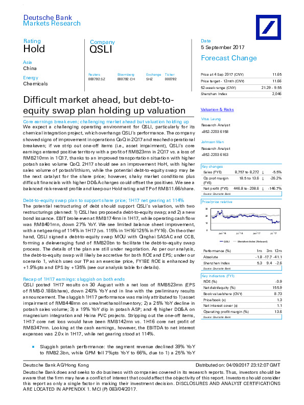 Difficult market ahead, but debt-to-equity swap plan holding up valuation