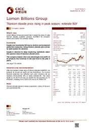 Titanium dioxide price rising in peak season; reiterate BUY