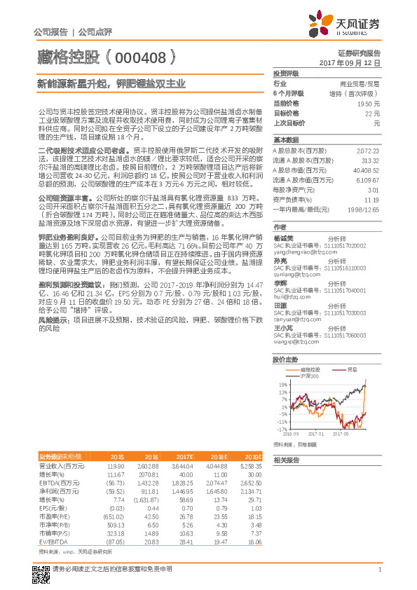 新能源新星升起，钾肥锂盐双主业