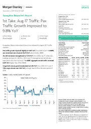 1st Take: Aug-17 Traffic: Pax Traffic Growth Improved to 9.8% YoY