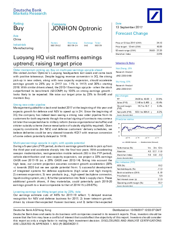 Luoyang HQ visit reaffirms earnings uptrend; raising target price