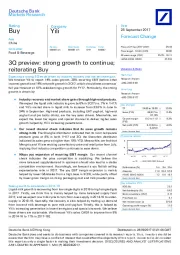 3Q preview: strong growth to continue;reiterating Buy