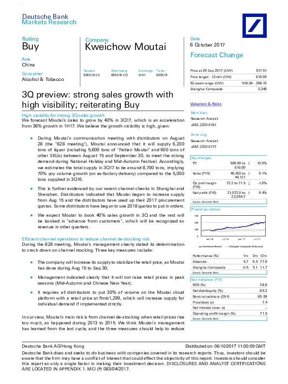 3Q preview:strong sales growth withhigh visibility;reiterating Buy