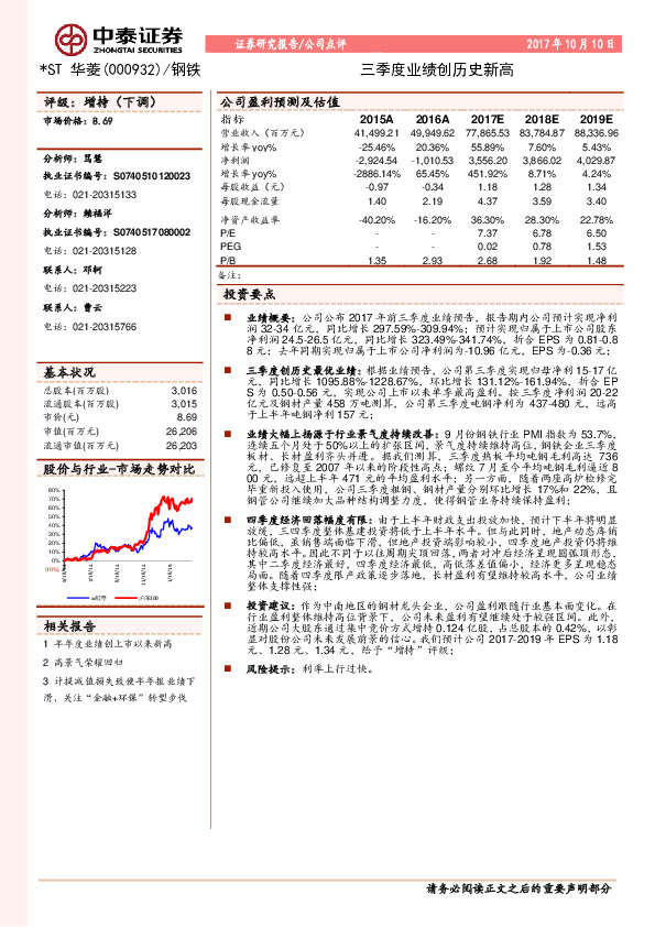 三季度业绩创历史新高