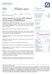 Jahwa parent co. to buy 20% stake of Jahwa listco at RMB38/share