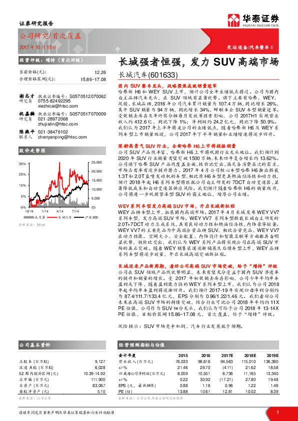 长城强者恒强，发力SUV高端市场