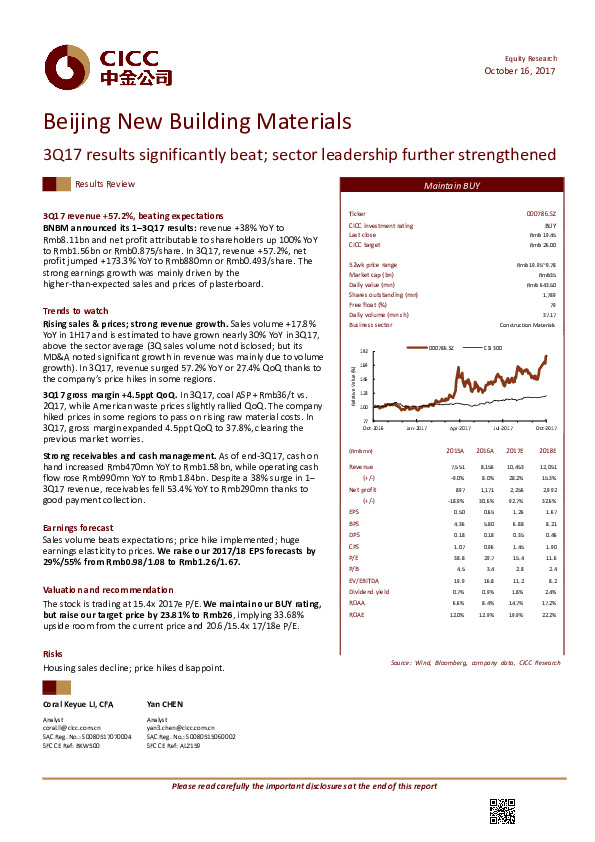 3Q17 results significantly beat; sector leadership further strengthened