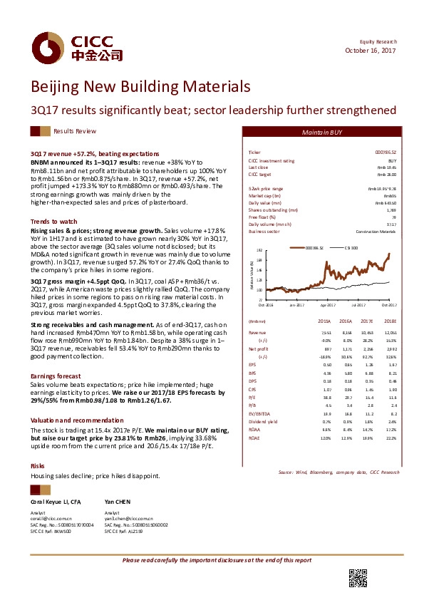 3Q17 results significantly beat; sector leadership further strengthened