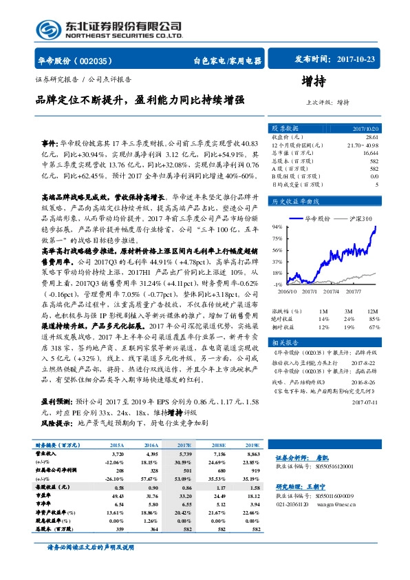 品牌定位不断提升，盈利能力同比持续增强