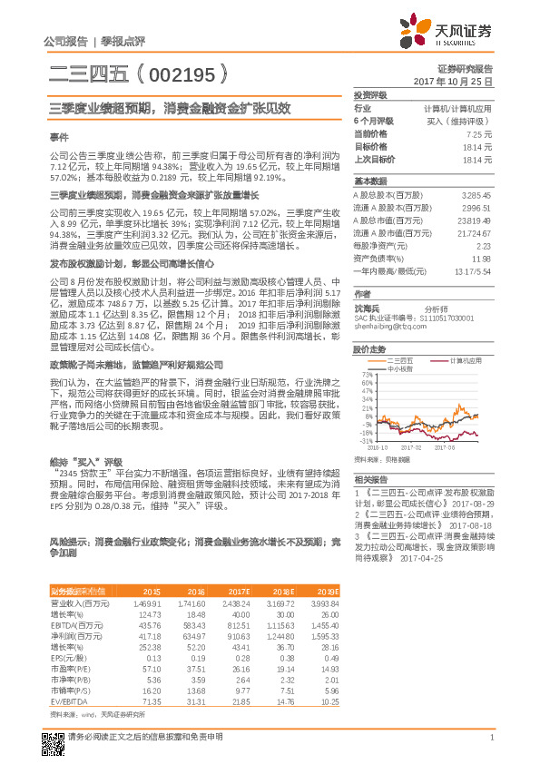 季报点评：三季度业绩超预期，消费金融资金扩张见效