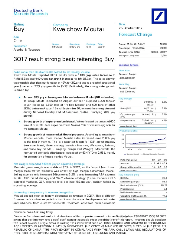 3Q17 result strong beat; reiterating Buy