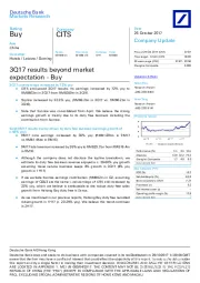 3Q17 results beyond market expectation - Buy