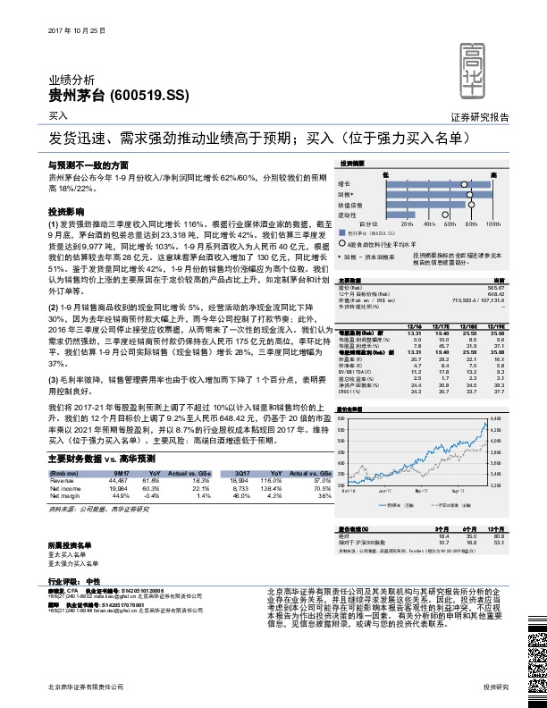 发货迅速、需求强劲推动业绩高于预期；买入（位于强力买入名单）