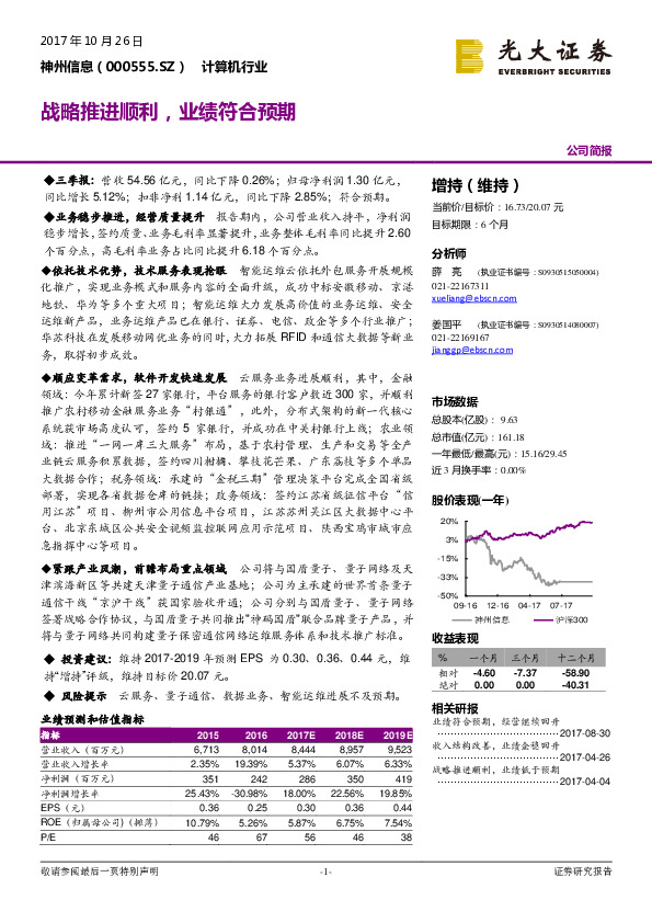 战略推进顺利，业绩符合预期