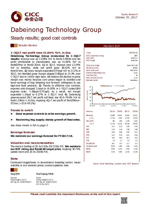 Steady results; good cost controls