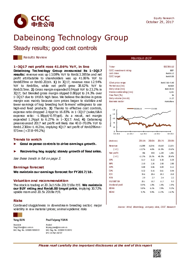 Steady results; good cost controls