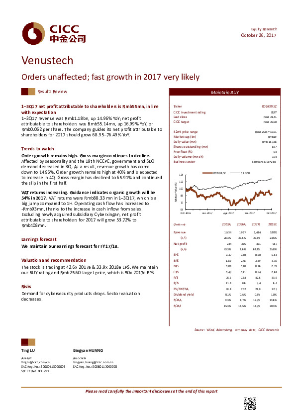 Orders unaffected; fast growth in 2017 very likely