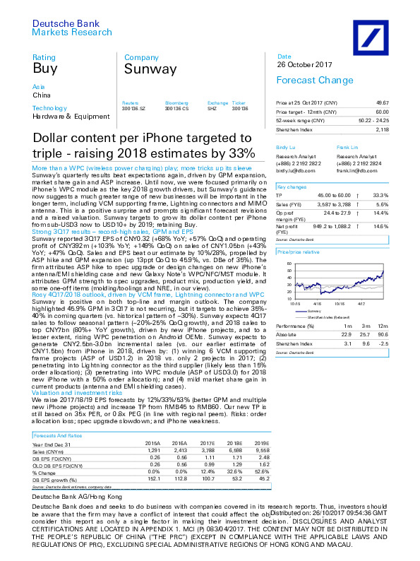 Dollar content per iPhone targeted to triple - raising 2018 estimates by 33%