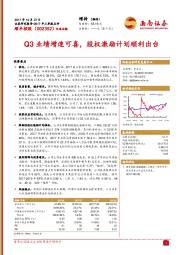 Q3业绩增速可喜，股权激励计划顺利出台