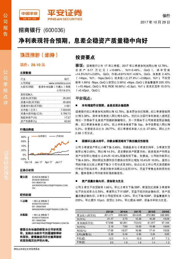 净利表现符合预期，息差企稳资产质量稳中向好