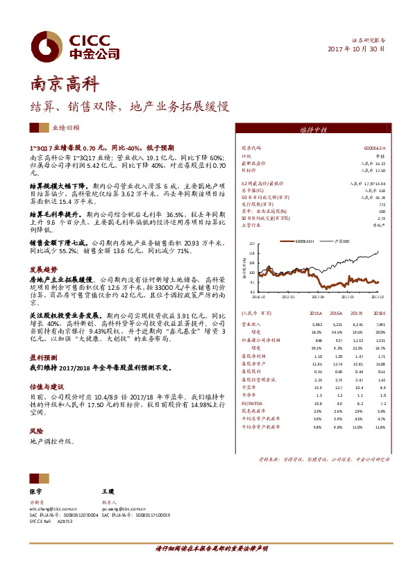 结算、销售双降，地产业务拓展缓慢