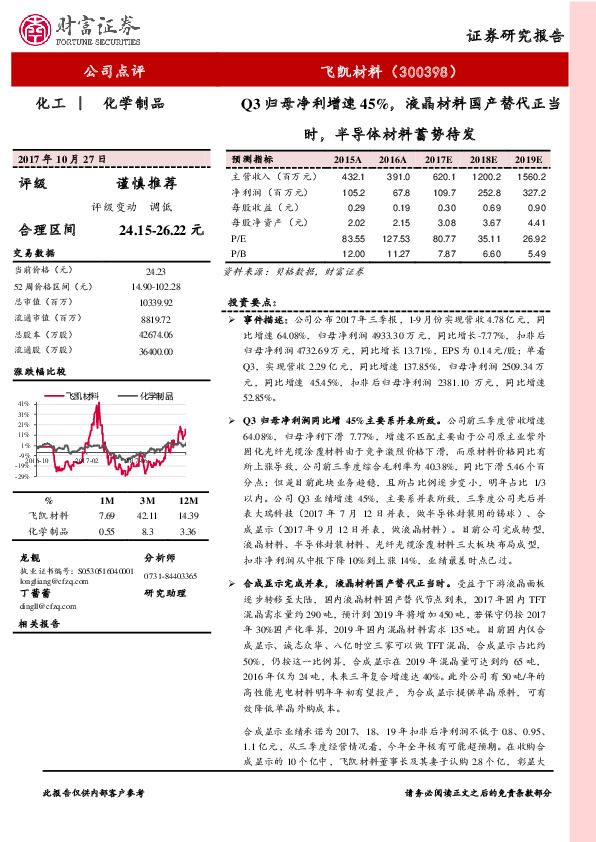 Q3归母净利增速45%，液晶材料国产替代正当时，半导体材料蓄势待发