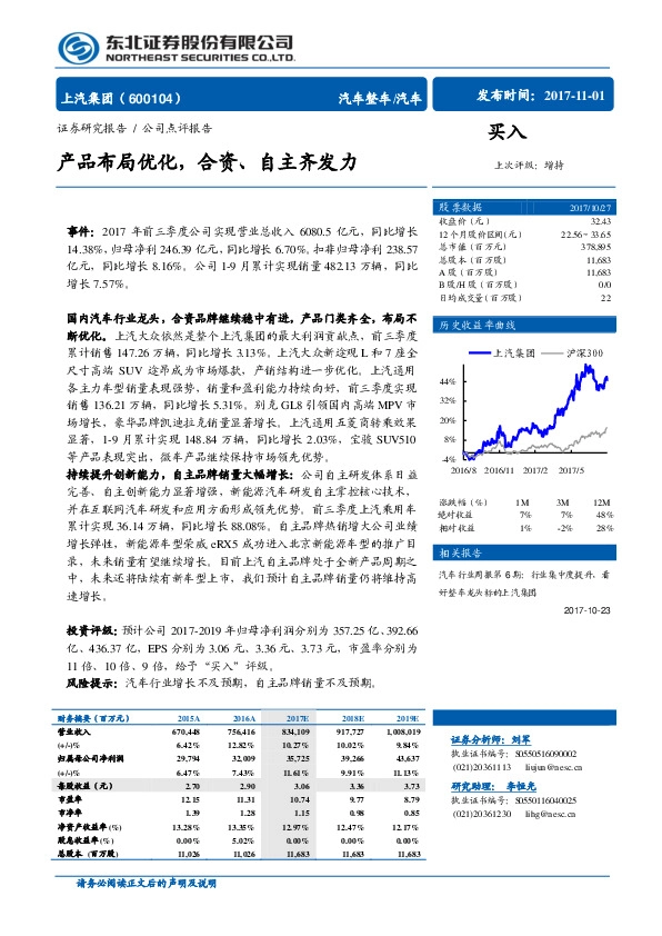 产品布局优化，合资、自主齐发力