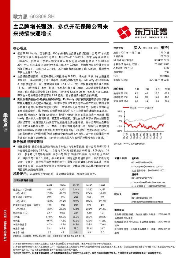 主品牌增长强劲，多点开花保障公司未来持续快速增长