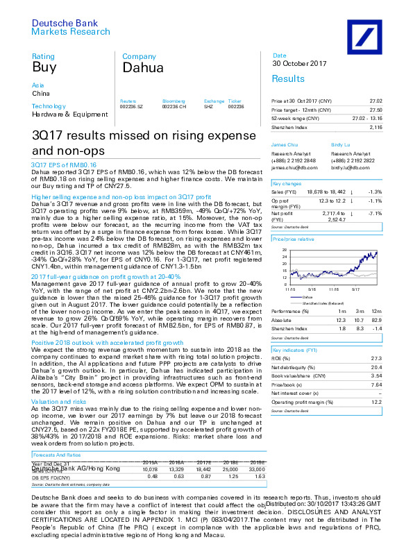 3Q17 results missed on rising expense and non-ops