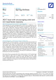 3Q17 beat with encouraging yield and int'l load factor recovery