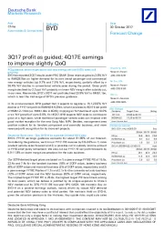 3Q17 profit as guided; 4Q17E earnings to improve slightly QoQ