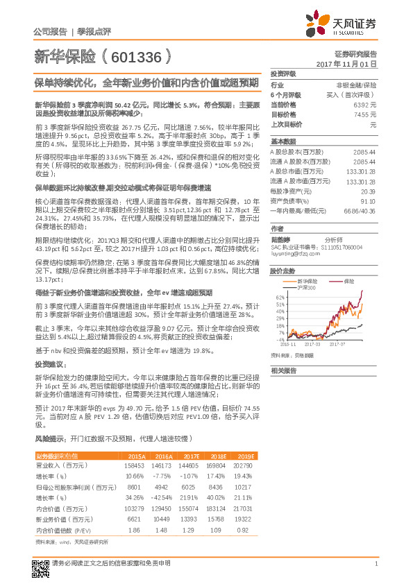 保单持续优化，全年新业务价值和内含价值或超预期
