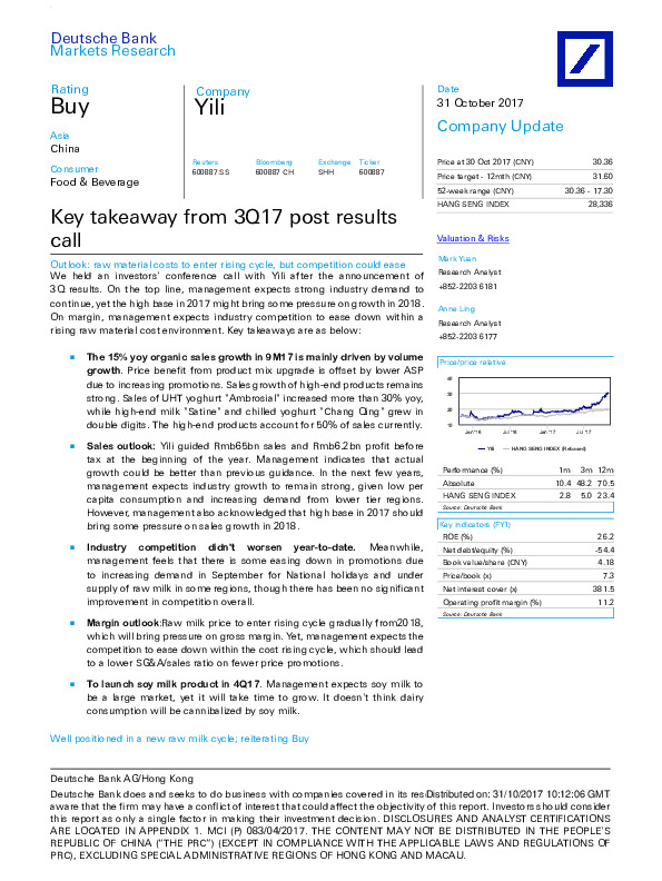 Key takeaway from 3Q17 post results call