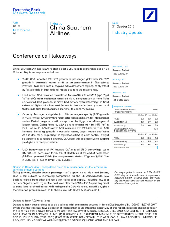 Conference call takeaways