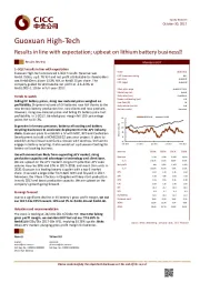 Results in line with expectation; upbeat on lithium battery business