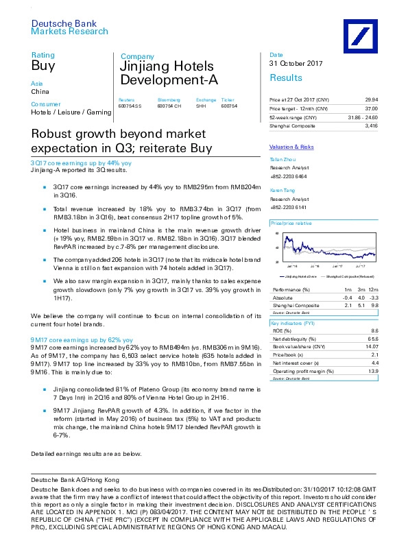 Robust growth beyond market expectation in Q3; reiterate Buy
