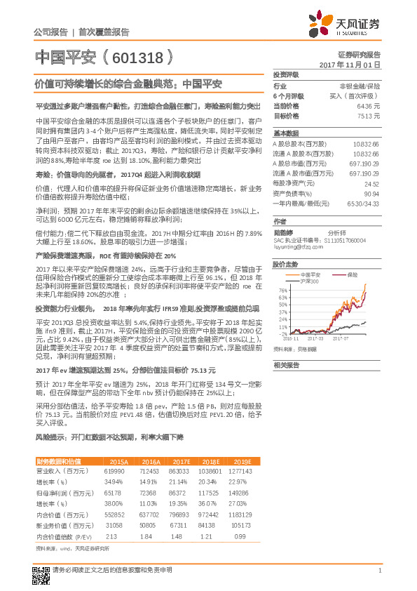 价值可持续增长的综合金融典范：中国平安